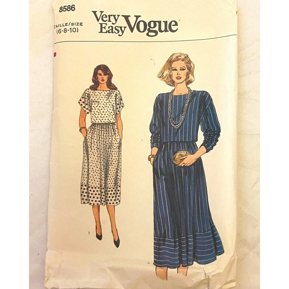 #8586 VOGUE VERY EASY WOMENS 2 PC DRESS TIERED SIZE 6-10